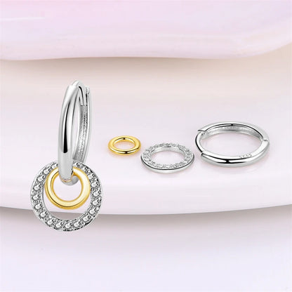 Genuine 925 Sterling Silver Love Feather Earrings Fit Original Charms Hoop  For Women girls Stud Earring Fine Jewelry Gifts