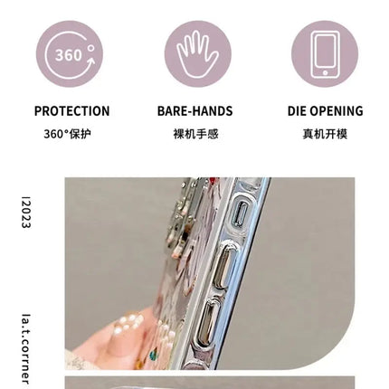 Luxury Flowers Glitter Laser Phone Case For iPhone 16 Pro Max 15 14 Plus 13 12 11 Diamond Soft Shockproof Lens protection Cover