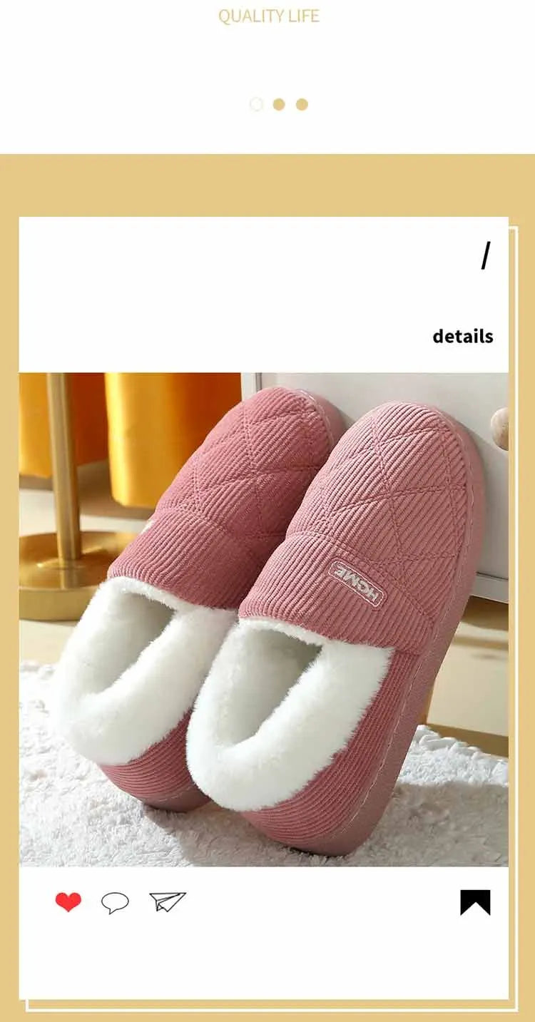 Eyriphy Winter Warm Plush Slippers Women Comfort Warm Cotton Shoes Soft Sole Indoor Outdoor Bedroom Slides Female Lovely Slipper
