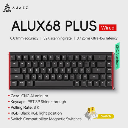 AJAZZ AK680 MAX Magnetic Switch Mechanical Keyboard 60% Rapid Trigger 0.01mm 8K/1K Return 68 keys Wired/Wireless Gaming Keybaord
