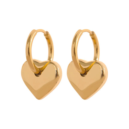 Yhpup Star Moon Heart Pendant Drop Hoop Huggie Earrings 18k Gold Plated Trendy Waterproof Stainless Steel Fashion Charm Jewelry