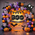 Halloween Balloons Garland Arch Eye Ballon with Bats Pumpkin Purple Orange Black Ballon for Birthday Party Halloween Decorations