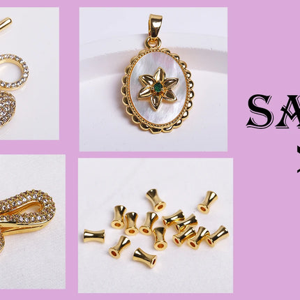 8/10MM 18K Gold Plated Brass Metal Hollow Beads Caps Flower Caps For Beads For DIY Beading Jewelry Making Supplies Wholesale