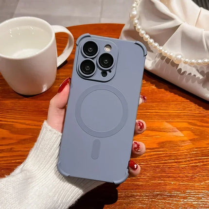 Protection 4-Corner Shockproof Soft Case for IPhone 15 13 12 14 Pro Max Plus for Magsafe Wireless Charge Lens Silicone Cover