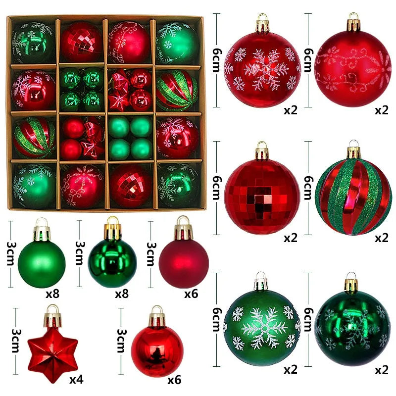 6Pcs 6CM Christmas Balls Decorations Christmas Tree Ornaments Ball Hanging Pendants Home Party Decor 2024 New Year Navidad Decor