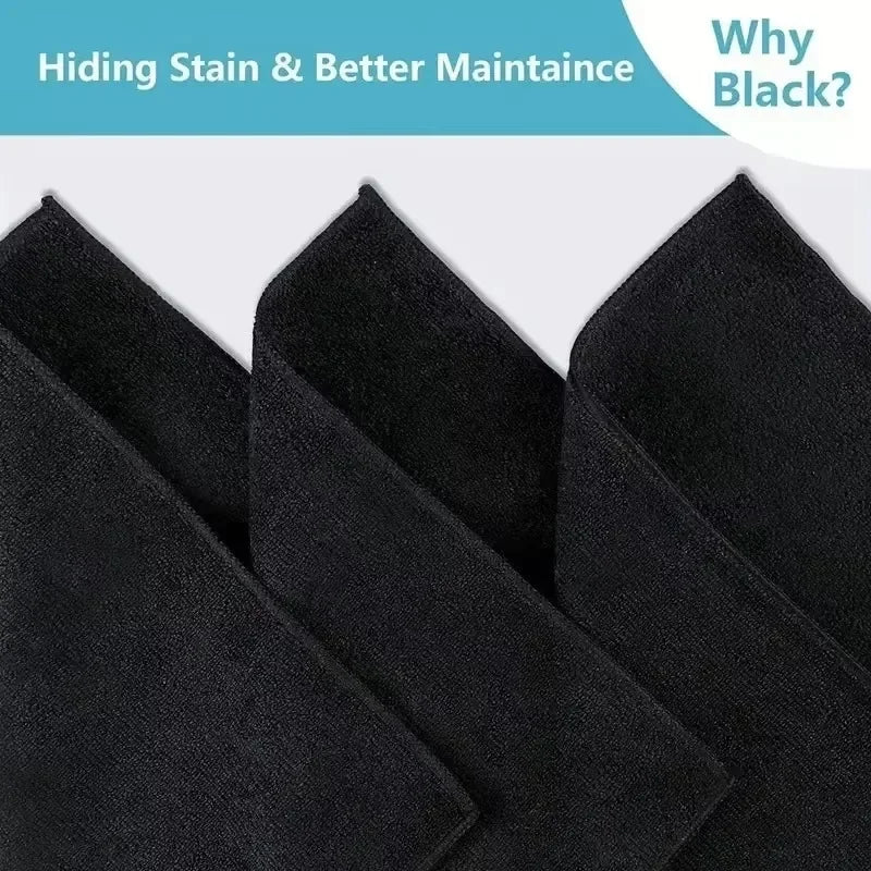 Black Thicken Microfiber Car Cleaning Towels Soft Quick Drying Windows Mirrors Wiping Rags Home Double Layer Clean Cloths