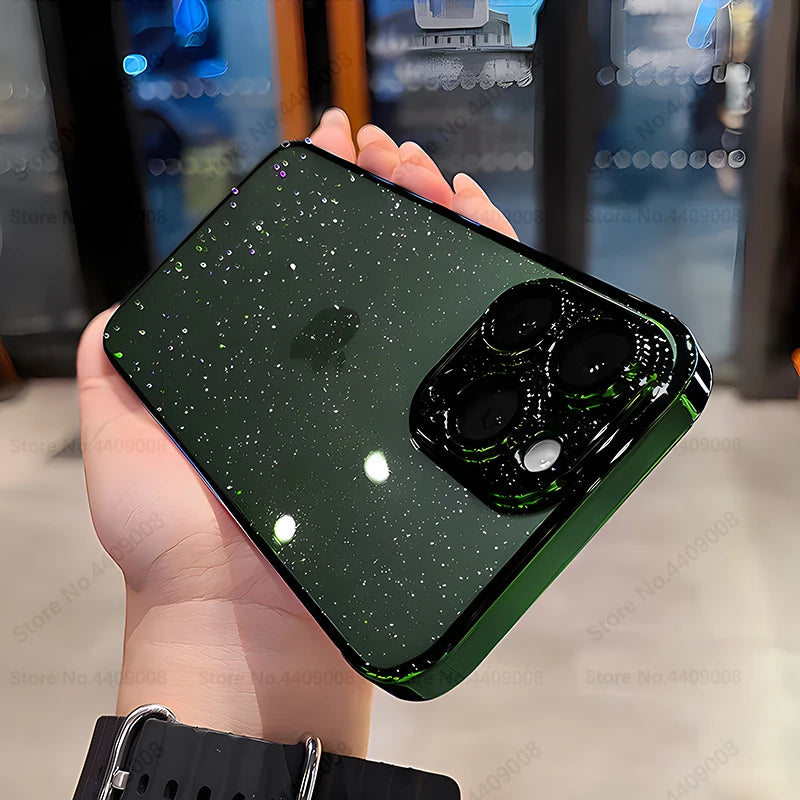 Luxury Clear Electroplated Glitter Cases For iPhone 12 13 14 15 Pro Max 15 Plus Plating Transparent Case Shockproof Hard Cover