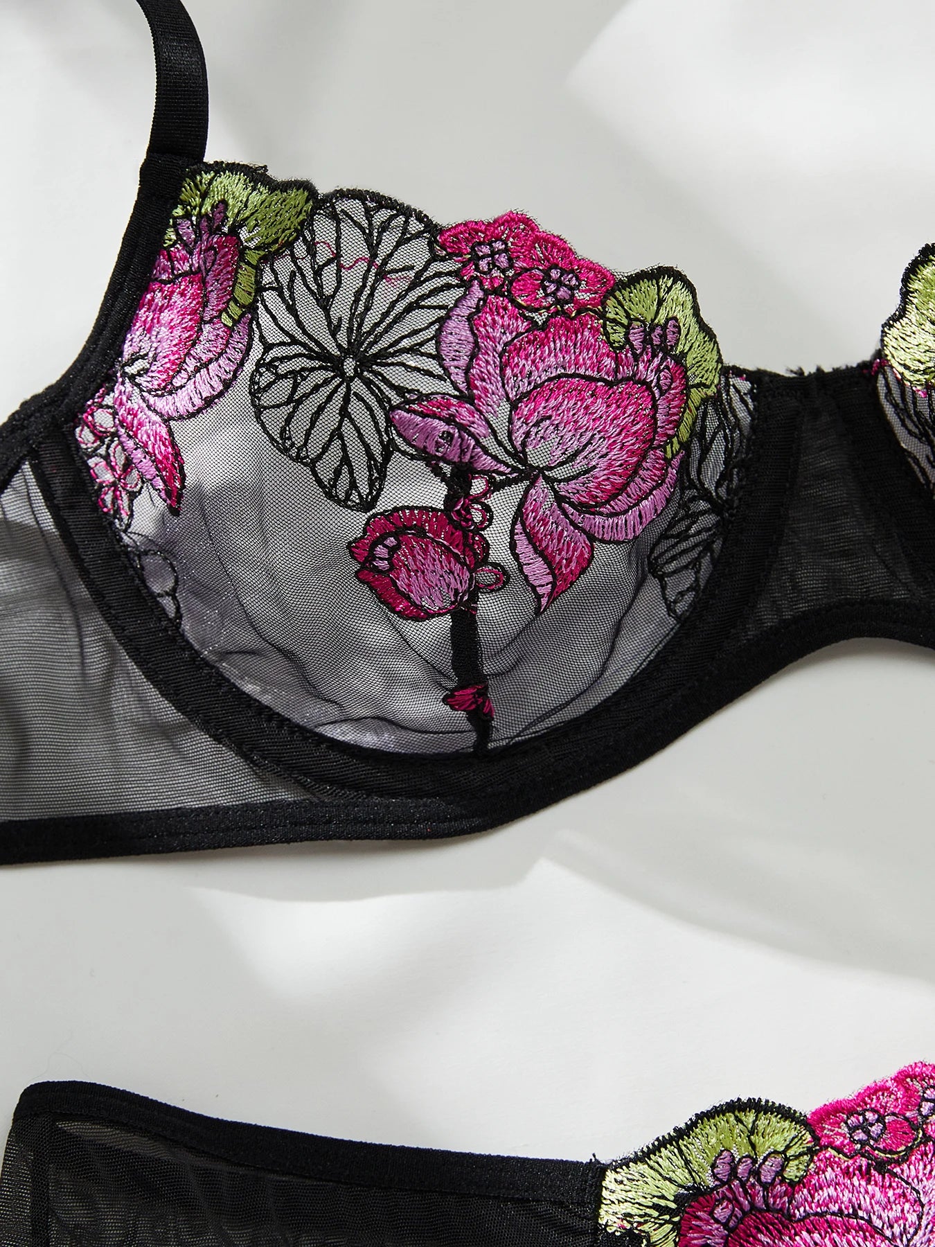 Summer Young Girls Floral Lingerie Hot Transparent Cheap Lingerie set Sexy Two Piece Bras Panty Brief Underwear  Sets