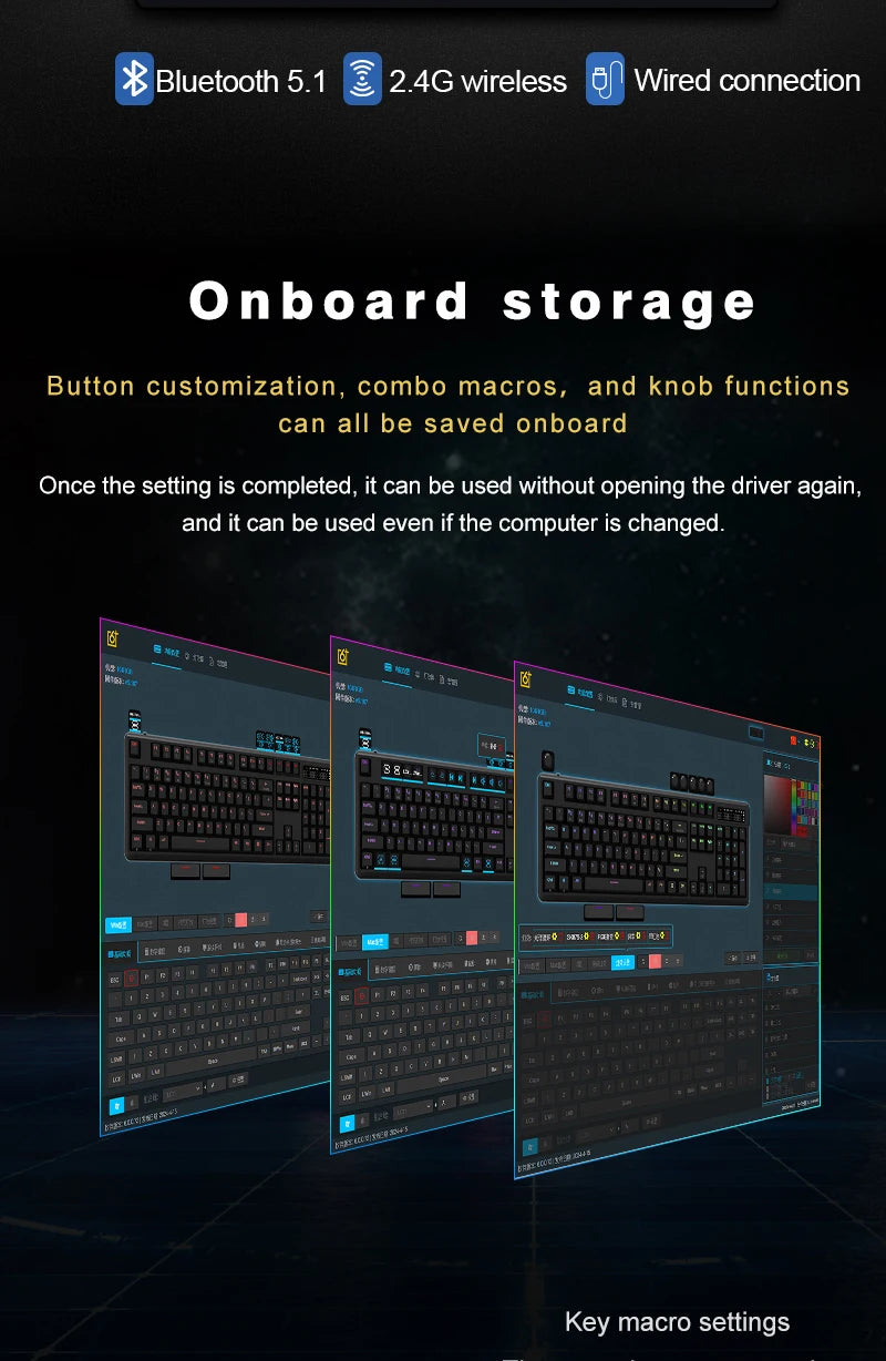 SKYLOONG GK104 Pro Full-Size 3-Mode Wireless Mechanical Keyboard with 2.0 Screen 3 Knobs Hot-Swappable Silent Switch PBT keycaps