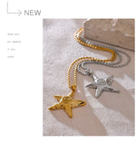 Yhpup 316L Stainless Steel Starfish Pendant Necklace Rust Proof Statement 18K Gold PVD Plated Individualistic Holiday Jewelry