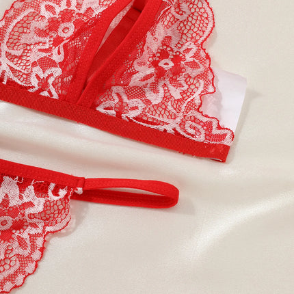 Women Sexy Lingerie Bra Thongs Sets Ultrathin Lace Lingerie Set Temptation Erotic Open Bra Crotchless Outfits For Pretty Girls