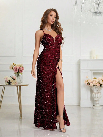 Unithorse Split Thigh Sequin Cami Women Dress