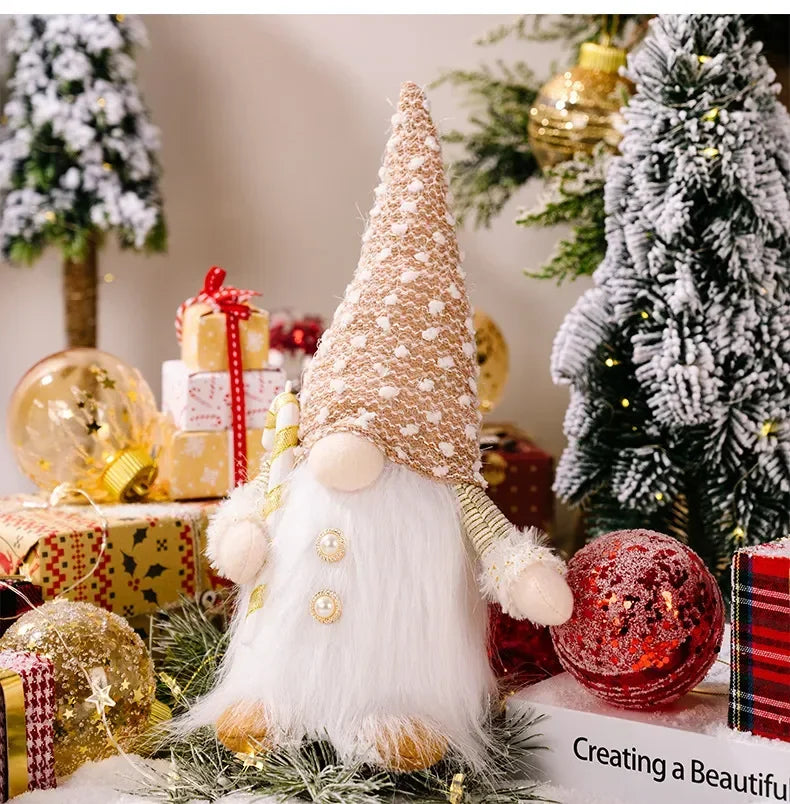 1~4pcs 2024 Christmas Doll Elf Knitted Gnome with Led Night Light Christmas Decorations for Home Xmas Navidad New Year 2025 Gift