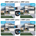 8MP Outdoor Wifi PTZ Camera Dual Lens Dual Screen AI Auto Tracking IP Video Surveillance Camera CCTV Two Way Audio