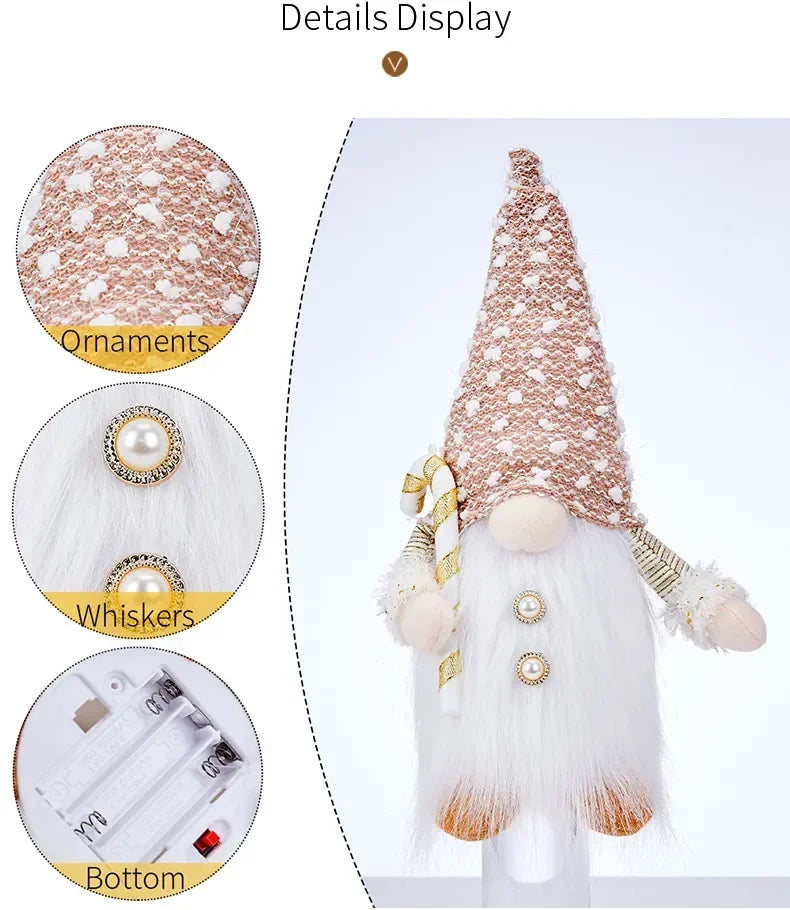 1~4pcs 2024 Christmas Doll Elf Knitted Gnome with Led Night Light Christmas Decorations for Home Xmas Navidad New Year 2025 Gift