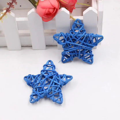 10Pcs Christmas Decoration Wooden Rattan Ball Round Heart Love Star Shape DIY for Home Decor New Year 2025 Child Gifts Ornament