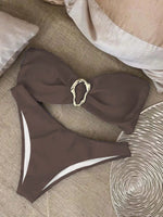 "2025 Sexy Bandeau Push-Up Bikini Set - Brazilian Thong Swimwear for Women"