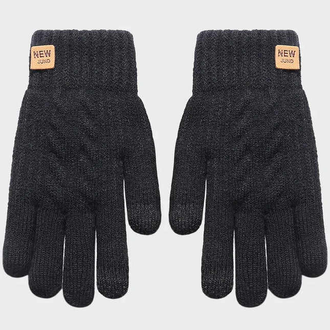 Men Knitted Thick Thermal Full Finger Gloves Women Men Fashion Winter Outdoor Warm Wool Driving  Gloves Touchscreen Mittens