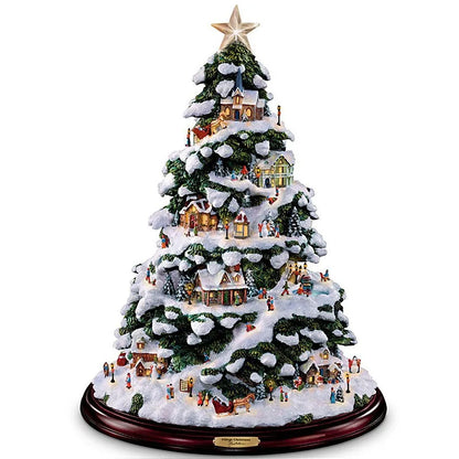 Christmas Tree Rotating Sculpture Train Decorations Paste Window  Stickers