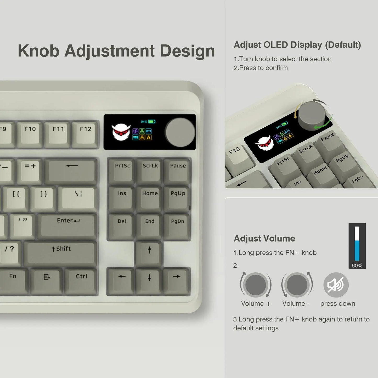 M87 Pro Hot-Swap Mechanical Keyboard Bluetooth/2.4GHz /USB-C Retro Keyboard TKL RGB Tri-Mode OLED Display Knob Gamer Keyboard