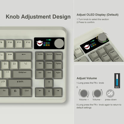 M87 Pro Hot-Swap Mechanical Keyboard Bluetooth/2.4GHz /USB-C Retro Keyboard TKL RGB Tri-Mode OLED Display Knob Gamer Keyboard