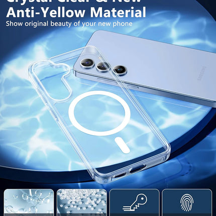 Strong Magnetic For Magsafe Wireless Charging Case For Samsung Galaxy S24 S23 S22 S21 FE Ultra Plus Hybrid Hard Cover Clear Soft