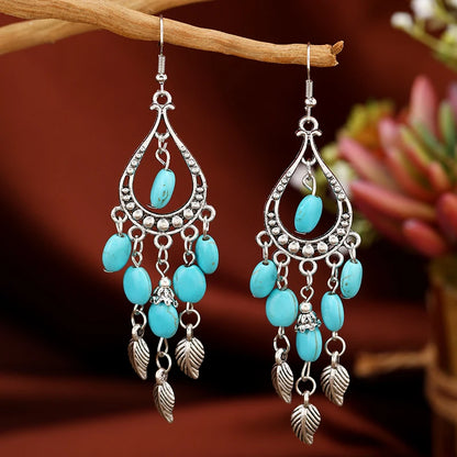 Fashion Retro Handmade Earrings Bohemian Vacation Feng Shui Drop Long Earrings Tassel Dance Versatile Earrings