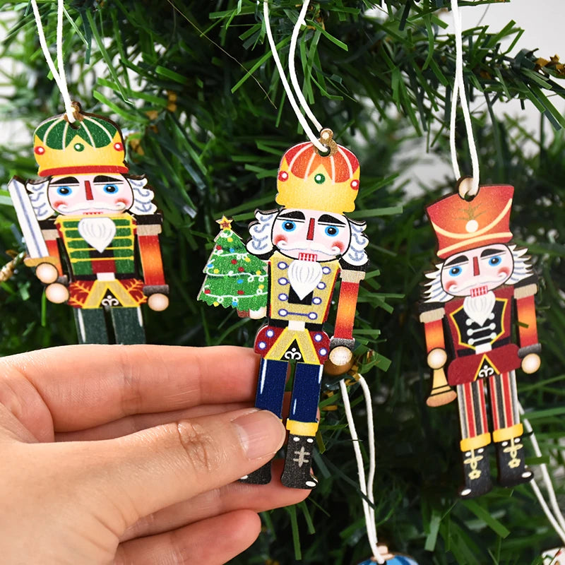 Christmas Nutcracker Soldier Wooden Pendant Xmas Tree Hanging Ornaments 2024 Navidad Decoration for Home 2025 New Year Gifts