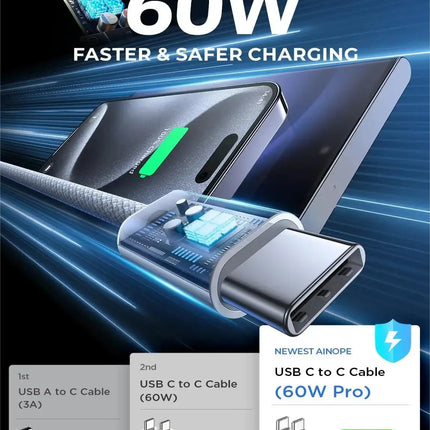 Fro iPhone 15 Pro Max 60W PD Woven Fast Charging Braided Cable 15Pro USB-C 15 Plus Type-C Data Cable