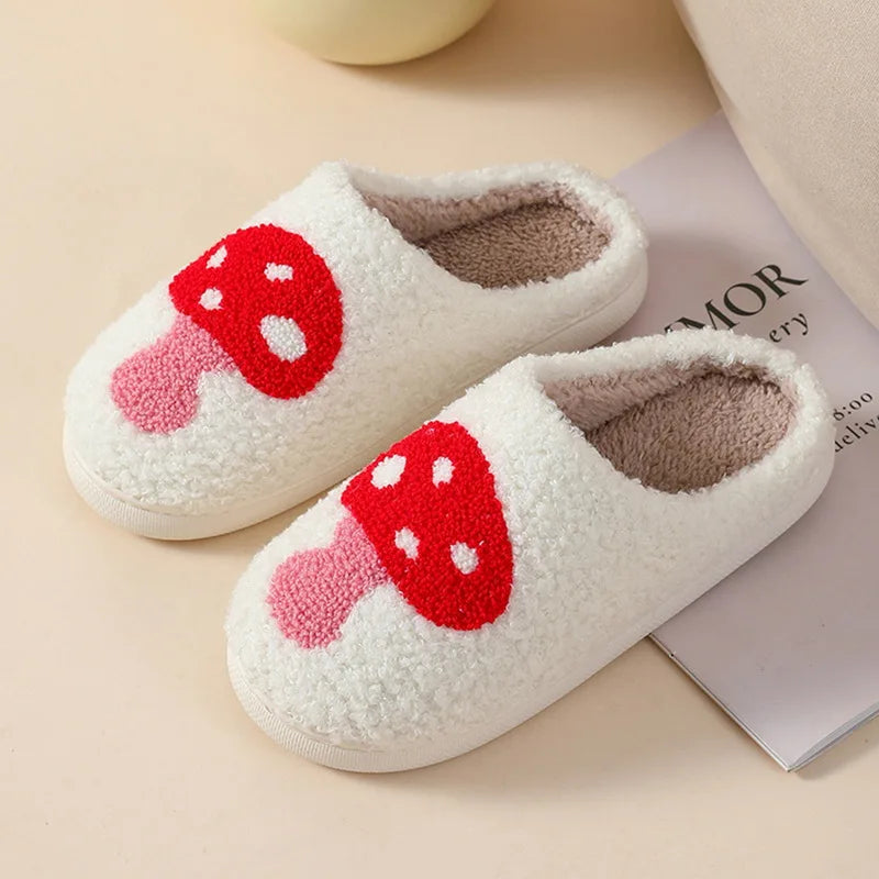 Christmas Elk Cotton Slippers For Women Men Winter Cute Cartoon Slippers Indoor Non Slip Couple Floor Slides Home Plush Shoes