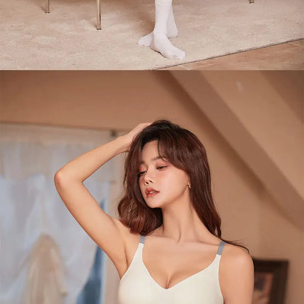 3Pcs Adjustable Beauty Back Bra Intimates Gather No Steel Ring Sports Anti-Sagging Bra French Color Contrast Seamless Underwear