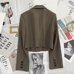 Xpqbb Black Cropped Blazers Woman Trend 2024 New All-match Notched Collar Crop Jacket Women Korean Chic Single Button Suit Coat