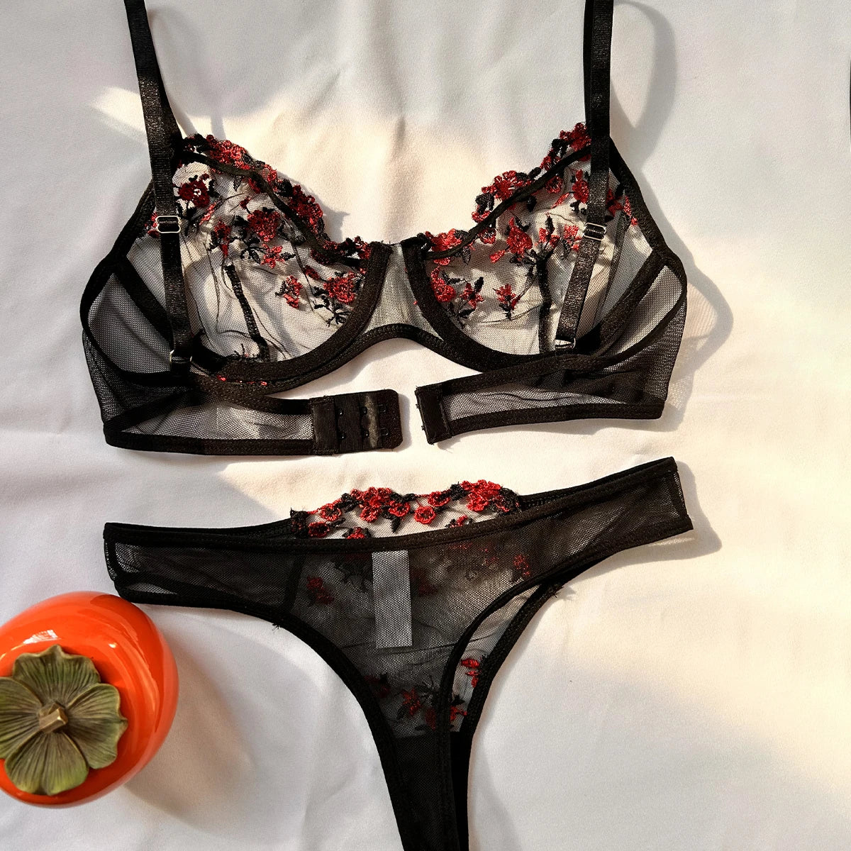 Pink Sexy Lingerie Woman Lace Transparent Underwear Fairy Embroidery Brief Sets Delicate Bra Panties Kits Erotic Breves Sets