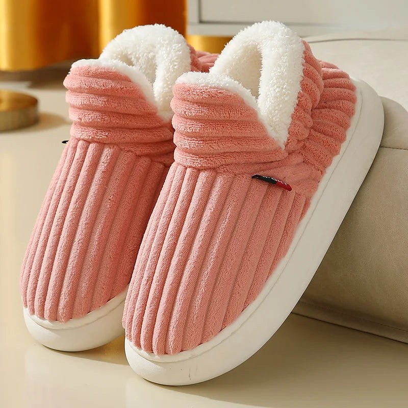 Litfun New Fur Slippers For Women Men Winter Furry Fashion Warm Ankles Plush Cozy Slides For Home Indoor Soft Sole Cotton Shoes