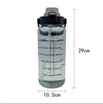 2L Portable Water Bottle Large Capacity Plastic Straw Water Cup Drink Bottle With Time Marker For Outdoor Sports Fitness