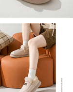 Comwarm Women Cotton Slippers Winter Warm Plush Lined Outdoor Slides Couple Non-slip Furry House Slippers Soft Cozy Cotton Shoes