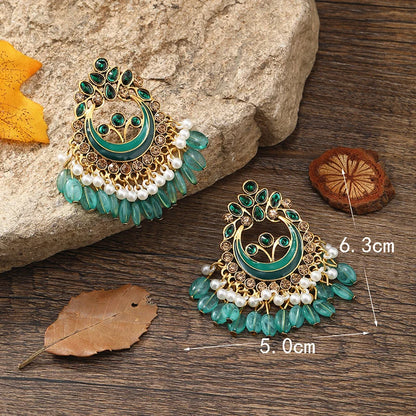Bohemian foreign trade European and American national romantic Sumi beaded beaded earrings ear ornaments exaggerated temperament