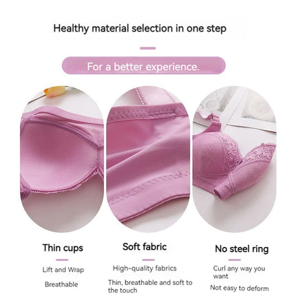 New Large Size Sexy Luxury Lace Non-steel Ring WOMEN'S Bra Push up Comfortable Four Rows of Buckle Thin Section Ladies Underwear