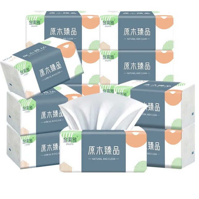 10 Packs Wholesale Eco Friendly Portable No Fluorescent Virgin Wooden Pulp Tissue Soft Comfortable 5 Ply Facial Tissue Paper