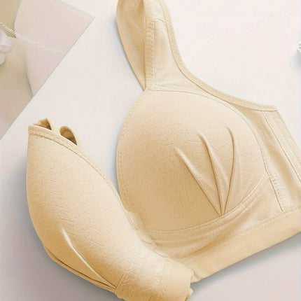 Comfortable Wireless Bra with Thin Cotton Cups Breathable Supportive and Shaping – Floral Print Lightly Padded@T36