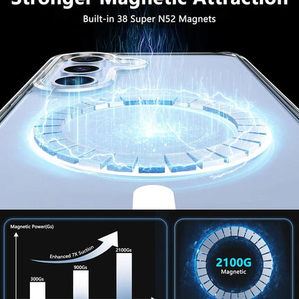 Strong Magnetic For Magsafe Wireless Charging Case For Samsung Galaxy S24 S23 S22 S21 FE Ultra Plus Hybrid Hard Cover Clear Soft