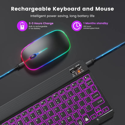 Wireless Bluetooth Keyboard 10inch Backlit Keyboard Backlight  Touchpad Keyboard Mouse For PC IOS Android Windows TV Box iPad