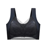 Sexy Lace Bras for Women Perspective Full Cup Solid Color Brassiere V-Neck Seamless Crop Top Female Push Up Breathable Lingerie