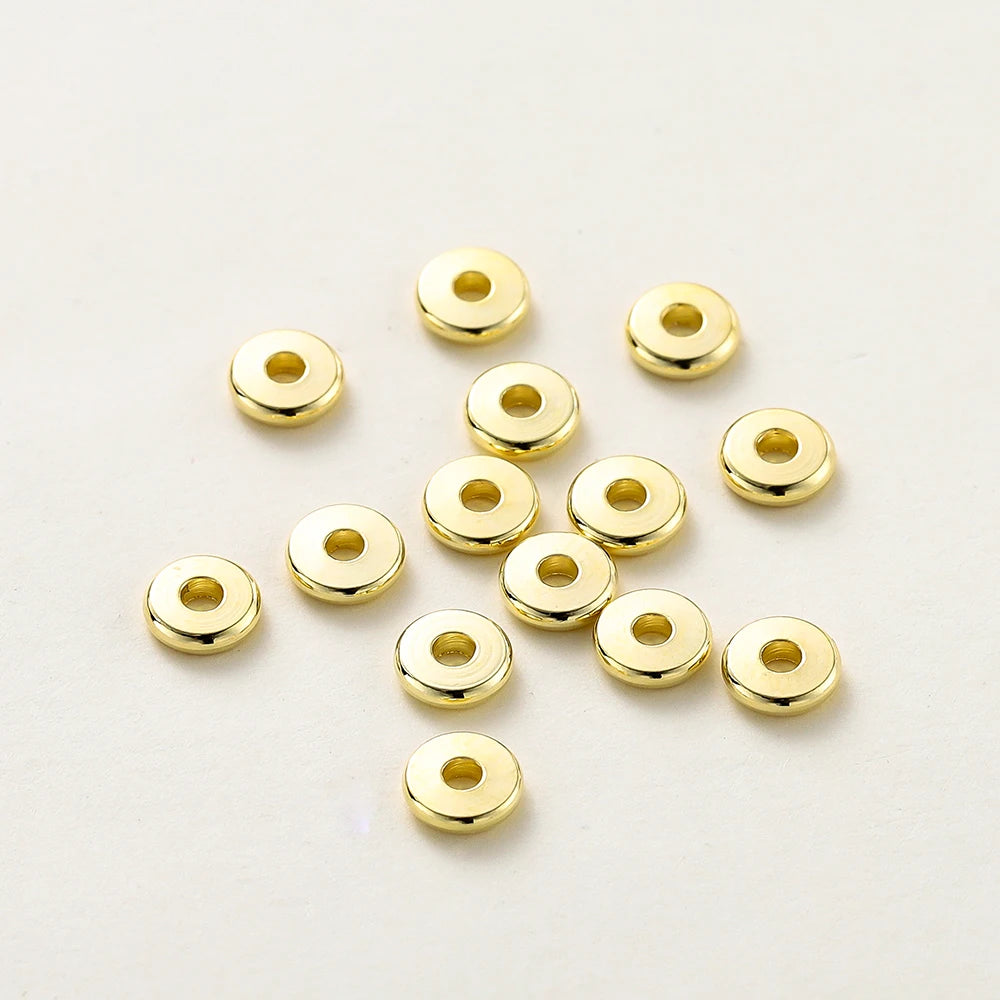 14K/18K Gold Plated 10-30Pcs 3/4/5/6/8mm Spacer Beads for DIY Necklace Bracelet Jewelry Making Supplies Accessories Wholesale