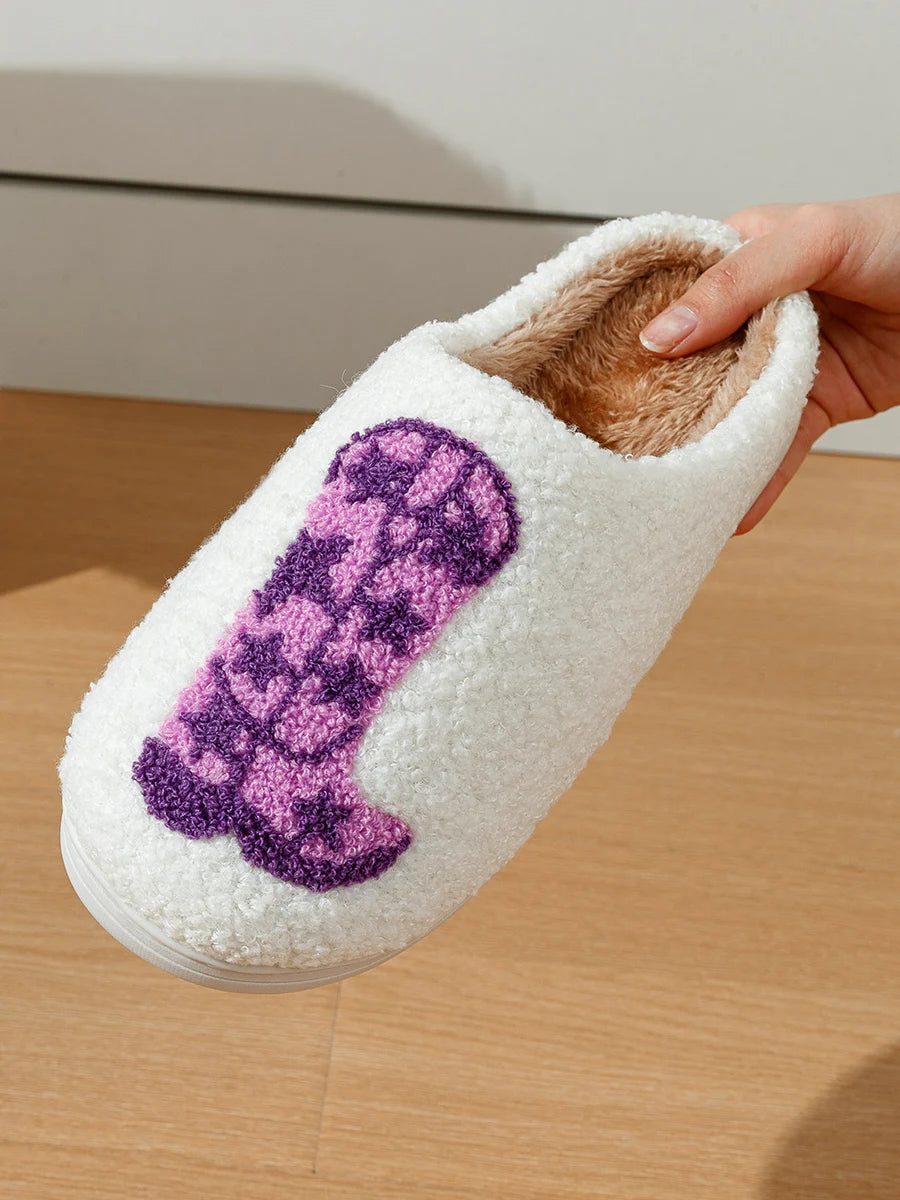 Country Nashville Style Boot Women Slippers Cowgirl Hat Fluffy Slides Comfortable Cozy Comfy Houseshoes Winter Home Cowboy Shoes