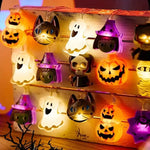 1pcs Halloween LED String Lights Ghost Witch Cat Pumpkin Spider Web Hanging Lamp for Home Halloween Party Decoration Props 2025