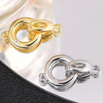 Juya Handmade 18K Gold Silver Plated Fastener Bail Connector Clasps Accessories For Needlework Pearls Beads Jewelry Making