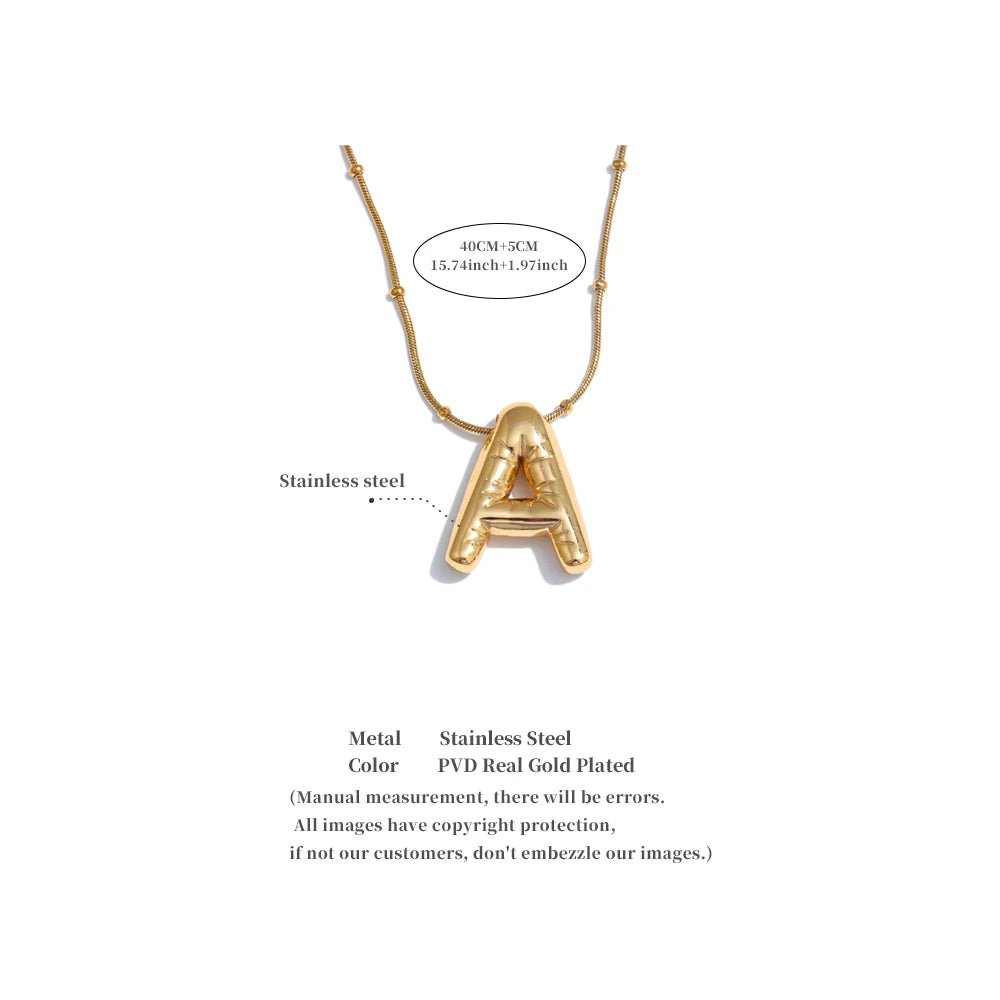 Yhpup Waterproof 26 English Letter Initial Name Pendant Necklace Stainless Steel 18K PVD Plated A to Z Charm Jewelry Wholesale
