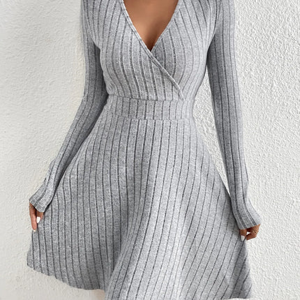New for autumn/Winter 2024 Women Knit Slim Sexy Bodycon Dress V-Neck Long Sleeve Dress Solid Casual Midi Sweater Dress