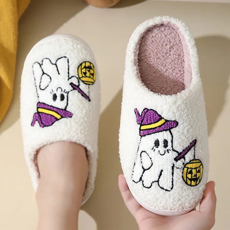 Christmas Elk Cotton Slippers For Women Men Winter Cute Cartoon Slippers Indoor Non Slip Couple Floor Slides Home Plush Shoes